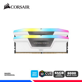 KIT MEM. RAM CORSAIR VENGEANCE RGB, WHITE, 64GB (2x32GB) DDR5 6000 MHz, CL30