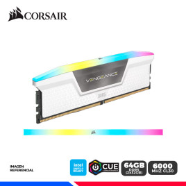 KIT MEM. RAM CORSAIR VENGEANCE RGB, WHITE, 64GB (2x32GB) DDR5 6000 MHz, CL30